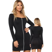 Ava Style Fermuarlı Mini Elbise Ava