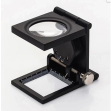 Azrlya NIKULA-28X28 mm Katlanır Sayaçlı Metal Lüp, 2 LED Işıklı Büyüteç Tekstil TH9005A ( Lisinya )