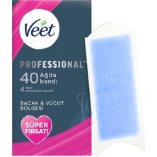 Astraltech Veet Professional Hassas Ciltler Için Ağda Bandı, Bacak ve Vücut Bölgesi, 40'lı Süper Fırsat Paketi