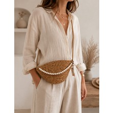 Volare Bags Inci Detaylı Hasır El ve Çapraz Çanta