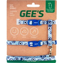 Gee's Geri Dönüştürülebilir Kumaş Premium Kedi Göğüs Tasması Blue Charm