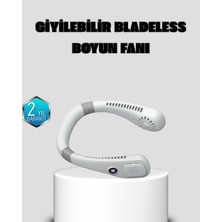 Azrlya Kablosuz Giyilebilir Boyun Fanı Çift Motorlu ve 5 Kademeli Hız Kontrolü - Lisinya