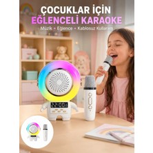Renkli Işıklı Astronot Mini Bluetooth Speaker ve Karaoke Mikrofon Midastech