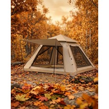 Azrlya Otomatik Kamp Çadırı 240X240X160 cm 6 Kişilik Geniş Hacimli Güneşlikli - Lisinya