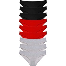 Ava Style 9 Adet Süper Eko Set Likralı Kadın Slip Külot Siyah Kırmızı Gri Ava