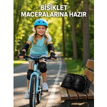 Azrlya 2'li Çocuk Koruyucu Spor Seti Siyah Dizlik Dirseklik El Bilek Koruyucu - Lisinya