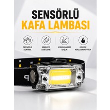 Eco Lounge Sensör Kontrollü Şarjlı Beyaz LED Kafa Lambası ve El Feneri