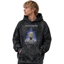 Sevbano Iron Maiden Rock Metal Müzik Grubu Baskılı Unisex Oversize Yıkamalı Premium Hoodie Sweatshirt
