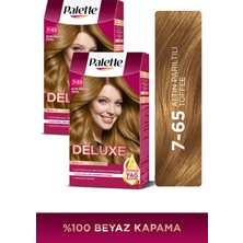 Palette Deluxe 7-65 Altın Parıltılı Toffee Zengin Yağ Bakımı Kit Saç Boyası x 2 Adet