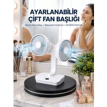 Ayarlanabilir Hızlı Çift Başlıklı Masaüstü Fan – Gece Lambalı Serinletici Midastech