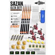 Fishack Profesyonel 5’li Sazan Olta Takımı - 3.30MT- Kırılmaz Kamış Metal Kafa Makine