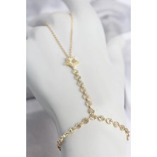 Eco Lounge Gold Renk Pirinç Lazerli Yıldız Model Zirkon Taşlı Şahmeran
