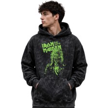 Sevbano Iron Maiden Rock Metal Müzik Grubu Baskılı Unisex Oversize Premium Yıkamalı Hoodie Sweatshirt