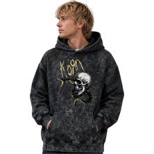Sevbano Korn Rock Metal Müzik Grubu Baskılı Unisex Oversize Yıkamalı Premium Hoodie Sweatshirt