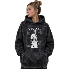 Sevbano Justin Bieber Swag Şarkıcı Baskılı Unisex Oversize Premium Yıkamalı Hoodie Sweatshirt