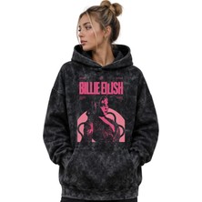 Sevbano Billie Eilish Şarkıcı Baskılı Unisex Oversize Yıkamalı Premium Hoodie Sweatshirt