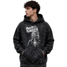 Sevbano Iron Maiden Rock Metal Müzik Grubu Baskılı Unisex Oversize Premium Yıkamalı Hoodie Sweatshirt