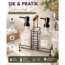 Tunay 2'li Cam Sıvı Metal Standlı Sabunluk & Deterjanlık Seti- 500 ml