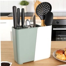 Astraltech Ayarlanabilir Sürgülü Kaşıklık Bıçaklık Organizer,2-3 Bölmeli Tezgah Üstü Stand (Yeşi̇l)