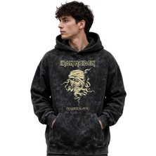 Sevbano Iron Maiden Rock Metal Müzik Grubu Baskılı Unisex Oversize Yıkamalı Premium Hoodie Sweatshirt