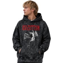 Sevbano LED Zeppelin Rock Metal Müzik Grubu Baskılı Unisex Oversize Yıkamalı Premium Hoodie Sweatshirt