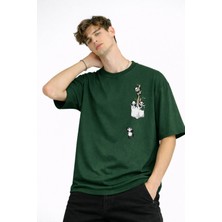 Mooien Panda - Baskılı Oversize Tişört Hakı
