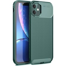 Aesco Apple iPhone 11 Kılıf Auto Focus Karbon Kapak - Koyu Yeşil