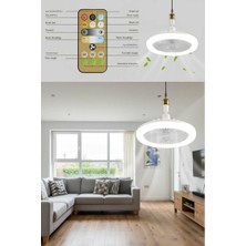 Eco Lounge E27 Duylu Kumandalı Tavan Vantilatörlü LED Lamba 3 Hız ve Renk Ayarlı Tavan Pervanesi