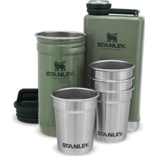 Astraltech Stanley Klasik Çelik Shot Bardak ve Matara Seti, Yeşil (Hammertone Green), 0.23 Litre