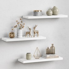 Empressco Platform Dekor, Beyaz 3 Raflı , Gizli Montajlı Duvar Rafı 3 Adet 50X15CM Raf