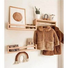 Empressco Montessori Kitaplık Çocuk Bebek Odası Rafı Ahşap Kitaplık Askılık 40CM 3lü Ters Düz Raf