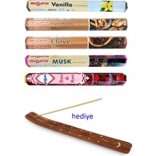 Royaleks Group 5 Paket 20 Çubuklu Tütsü Vanilla - Musk - Clove - Wood - Redrose - Kayık Hediyeli