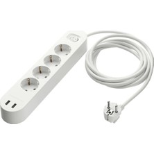 Ikea Koppla 2 USB Girişli 4'lü Priz, Beyaz, 3 M