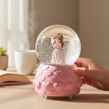 Keyfim Shop Kanatlı Melek Işıklı Müzikli Püskürtmeli Büyük Boy Kar Küresi