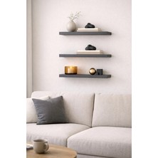 Empressco Platform Dekor , Antrasit Mdf , Gizli Montajlı Duvar Rafı 50X15CM 3 Adet Raf