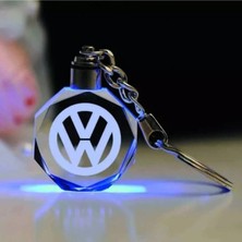 Empressco Volkswagen Logolu 7 Renk Yanan LED Işıklı 3D Araba Anahtarlığı Yedek Pil Hediye