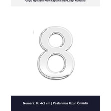 Demiraslan Kardeşler Ticaret 4x2 cm Krom Kaplama Metal Kapı Numarası No 8 - Yapışkanlı Daire ve Villa Numaratörü