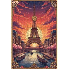 Empressco Art Nouveau Paris Gün Batımı Yağlı Boya Görünümlü Çift Katlı Çerçeveli Ahşap Puzzle 500 Parça 50X30