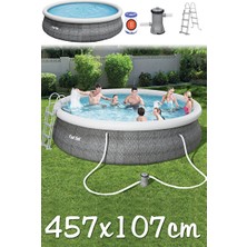 Maison Luré Büyük Boy Rattan Desenli Şişme Yüzme Havuzu ve Merdiven Seti Şişme Havuz & Aksesuarı