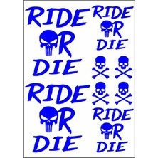 Voge A4 Sticker 125 Tek Paket Çoklu Sticker Ride Or Die Mavi