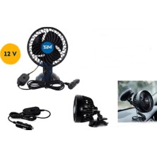 Fantastik Store Araç Içi Vantilatör Vantuzlu Döner Başlıklı Tekli Soğutucu Fan Siyah 12V 4,5 Inç