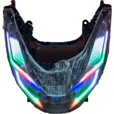 Honda Pcx 2021 - 2024 Uyumlu Rgb LED Telefon Konrollü Ön Far Takımı Bluetooth