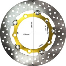 Belirtilmemiş Universal 267 mm x 132 mm x 5 mm Spor Ön Disk Gold