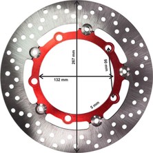 Belirtilmemiş Universal 267 mm x 132 mm x 5 mm Spor Ön Disk Kırmızı
