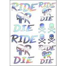 Belirtilmemiş A4 Sticker 123 Tek Paket Çoklu Sticker Ride Or Die Hologram
