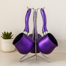 TKÇ Granit Çelik Cezve Seti 4'lü (230/280/380 Ml) Metal Standlı