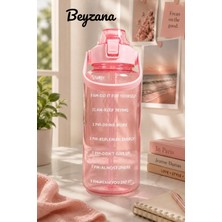 Empressco Şeffaf Motivasyon Matara 2000 ml Suluk Su Şişesi Spor Matara