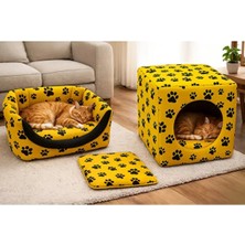 Empressco Sarı Renk 3 Fonksiyonlu Kedi & Köpek Yatağı 40X40X40CM