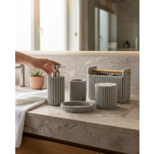 Acar Plus 5 Parça Lüx Laduree Lunera Gray  Silver Banyo Organizer Seti
