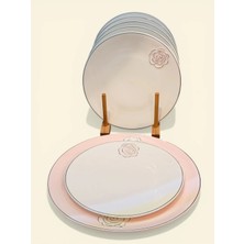 Acar Plus 7'li Porselen Rosaria Pasta Seti Pembe